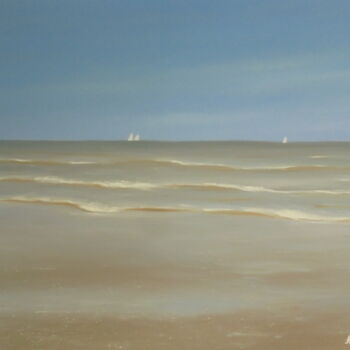 Painting titled "Noordzee" by Liubov Aristova, Original Artwork, Oil