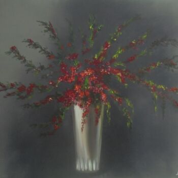 Painting titled "VASE WITH FLOWERS" by Liubov Aristova, Original Artwork, Oil
