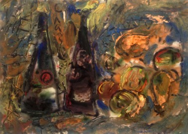 Картина под названием "Вино и фрукты. Wine…" - Сергей Лаврентьев, Подлинное произведение искусства, Гуашь