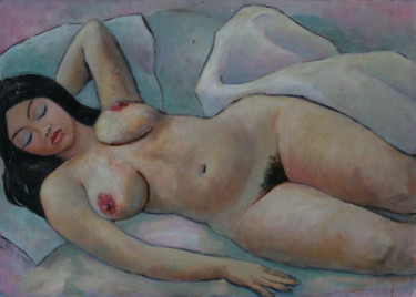 Painting titled "Modelo de desnudos." by Valerii Klenov, Original Artwork, Oil