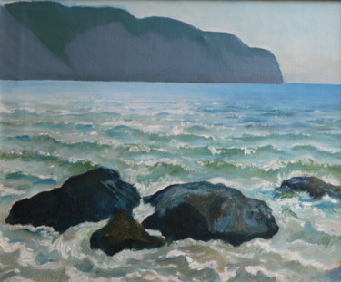 Peinture intitulée "Black-sea-Pitsunda" par Valerii Klenov, Œuvre d'art originale, Huile