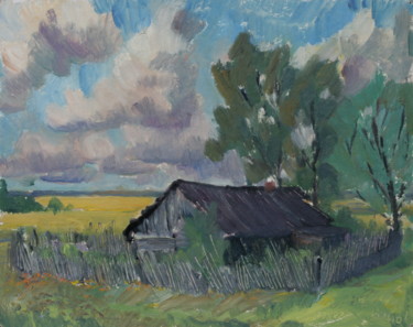 Painting titled "Old house" by Valerii Klenov, Original Artwork, Oil