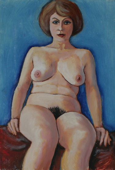 Peinture intitulée "La femme assise sur…" par Valerii Klenov, Œuvre d'art originale, Huile