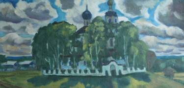 Peinture intitulée "The Church in Prech…" par Valerii Klenov, Œuvre d'art originale, Huile