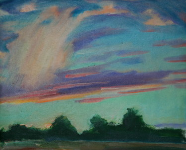Painting titled "sunset" by Valerii Klenov, Original Artwork, Oil
