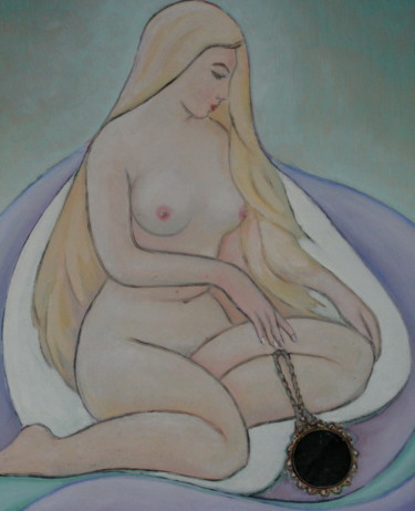 Картина под названием "La chica del espejo." - Валерий Кленов, Подлинное произведение искусства, Масло