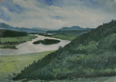 Painting titled "river Shilka (2)" by Valerii Klenov, Original Artwork, Oil