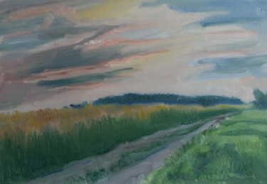 Painting titled "Evening (sketch)" by Valerii Klenov, Original Artwork, Oil