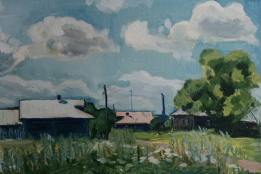 Painting titled "The village of Cent…" by Valerii Klenov, Original Artwork, Oil