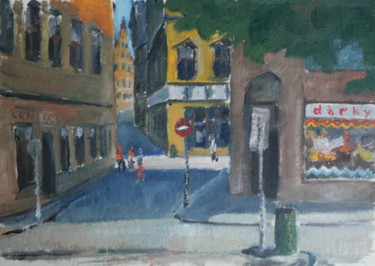Painting titled "On the streets of B…" by Valerii Klenov, Original Artwork, Oil