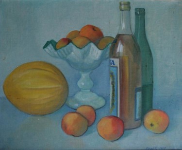 Painting titled "still-life-with-mel…" by Valerii Klenov, Original Artwork, Oil