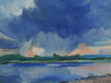 Painting titled "Onon-river-Transbai…" by Valerii Klenov, Original Artwork, Oil