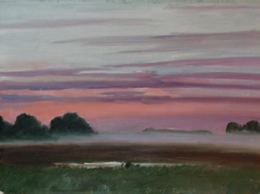 Painting titled "Sunset" by Valerii Klenov, Original Artwork, Oil