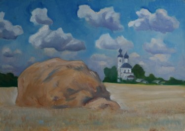 Painting titled "view-of-the-village…" by Valerii Klenov, Original Artwork, Oil