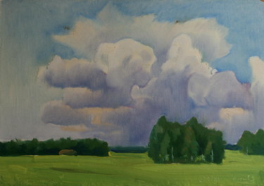Painting titled "The cloud" by Valerii Klenov, Original Artwork, Oil