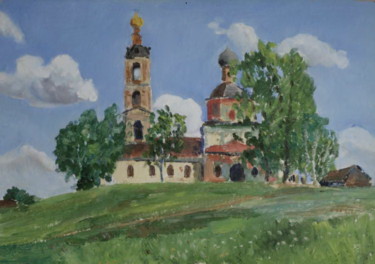 Painting titled "la iglesia de la Vi…" by Valerii Klenov, Original Artwork, Oil