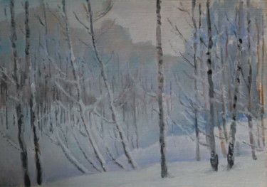 Painting titled "Moscow park in wint…" by Valerii Klenov, Original Artwork, Oil