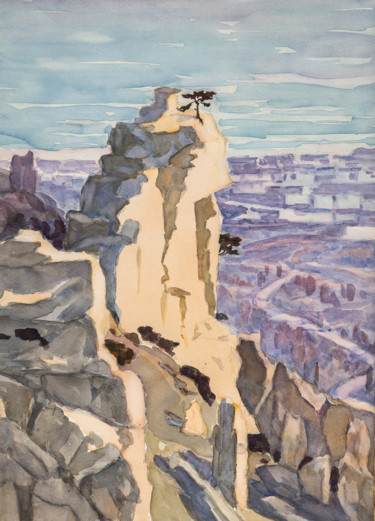Картина под названием "Горы" - Александр Таиров, Подлинное произведение искусства, Акварель