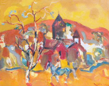 Картина под названием "Осень" - Эдуард Харбердян, Подлинное произведение искусства, Масло