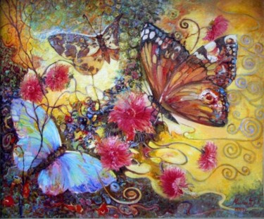 Картина под названием "Butterflies 2" - Татьяна Милаш, Подлинное произведение искусства, Масло