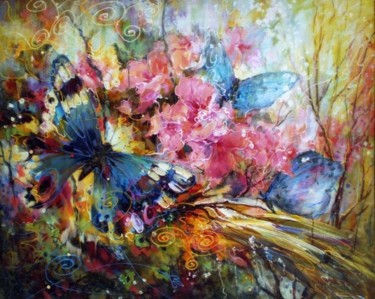 Картина под названием "Butterflies 4" - Татьяна Милаш, Подлинное произведение искусства, Масло