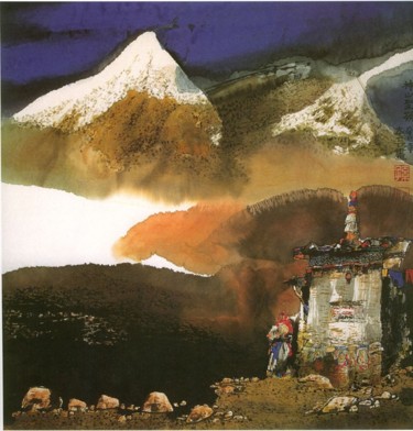 绘画 标题为“神山圣岭” 由本长 孙, 原创艺术品, 油