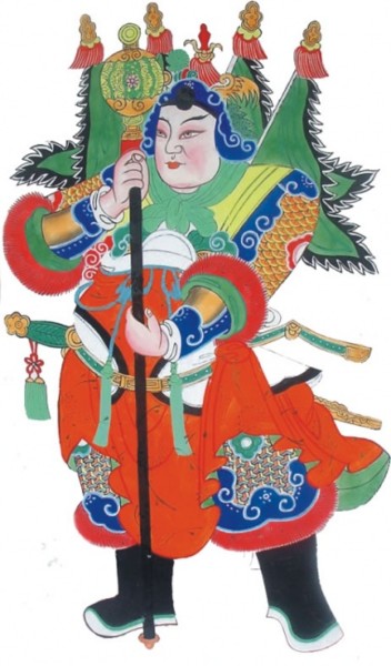 绘画 标题为“立锤门神（共左右一对）” 由绵竹年画南派大师, 原创艺术品