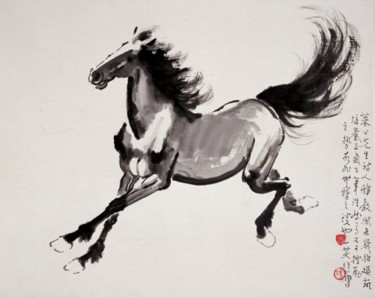 绘画 标题为“奔马” 由悲鸿 徐, 原创艺术品