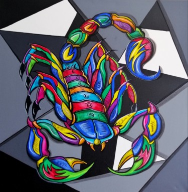 Painting titled "Scorpion" by Cindy Fontana, Original Artwork, Acrylic Mounted on Wood Stretcher frame