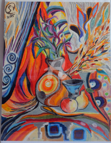 Pintura titulada "Bodegon" por Lana, Obra de arte original, Pastel