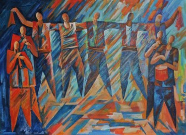 Картина под названием "Qochari danse Танец…" - Artyom Ghazaryan, Подлинное произведение искусства, Масло