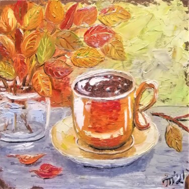 Nature morte "Café d'automne" / Still life "Autumn coffee" Painting titled "Nature morte "Café…" by Irina Telius, Original Art, Oil
