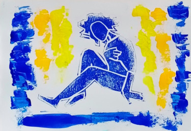印花与版画 标题为“Woman” 由Victor Shefer, 原创艺术品, Linocuts