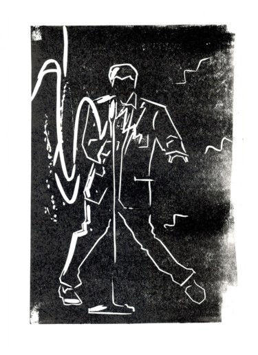 Druckgrafik mit dem Titel "Elvis" von Victor Shefer, Original-Kunstwerk, Linoldrucke
