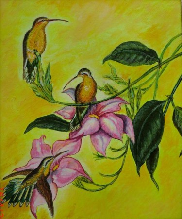 Картина под названием "Райские птички" - Sokolovay, Подлинное произведение искусства