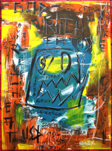 Painting titled "Rich Eat USD" by 0xec6d0, Original Artwork, Acrylic Mounted on Wood Stretcher frame