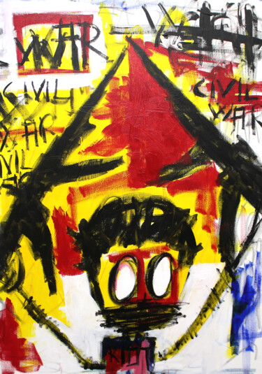 「Riots」というタイトルの絵画 0xec6d0によって, オリジナルのアートワーク, パステル ウッドストレッチャーフレームにマウント