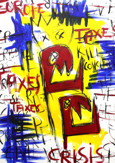 Painting titled "Europe of Taxes" by 0xec6d0, Original Artwork, Acrylic Mounted on Wood Stretcher frame