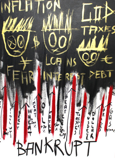 Malarstwo zatytułowany „Inflation” autorstwa 0xec6d0, Oryginalna praca, Akryl Zamontowany na Drewniana rama noszy