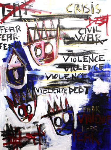 Painting titled "Violence" by 0xec6d0, Original Artwork, Acrylic Mounted on Wood Stretcher frame