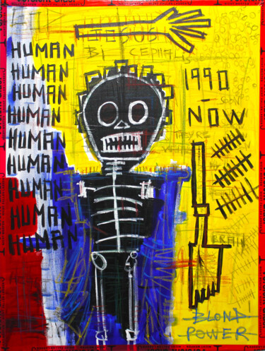 Painting titled "Human" by 0xec6d0, Original Artwork, Acrylic Mounted on Wood Stretcher frame