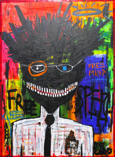 Malerei mit dem Titel "Free Thinker" von 0xec6d0, Original-Kunstwerk, Acryl Auf Keilrahmen aus Holz montiert