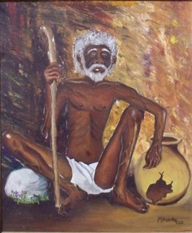 Pintura intitulada "Africano" por Miranda, Obras de arte originais