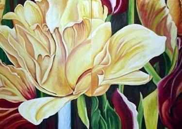 Pintura intitulada "Flor Amarela" por Miranda, Obras de arte originais