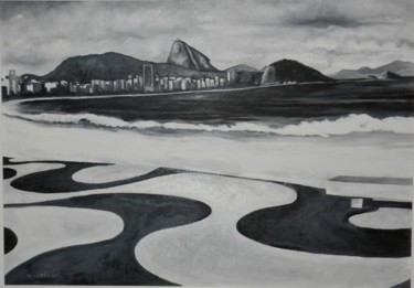 Pintura intitulada "Copacabana em P&B" por Miranda, Obras de arte originais, Óleo