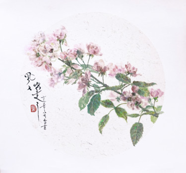 Painting titled "花" by Qiao Mu, Original Artwork, Wax
