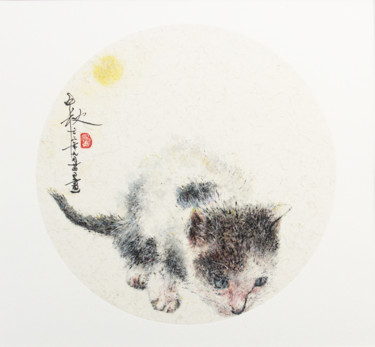 Painting titled "猫" by Qiao Mu, Original Artwork, Wax