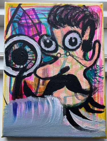 Malerei mit dem Titel "Mystic Mustachio: G…" von Roberts Jansons, Original-Kunstwerk, Acryl