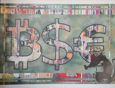 Painting titled "B$€" by 13a, Original Artwork, Acrylic