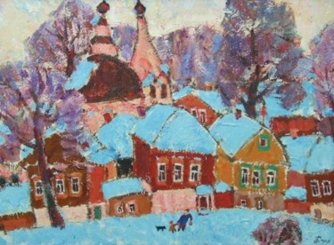 Painting titled "Зимний городок" by Daria Timoshkina, Original Artwork